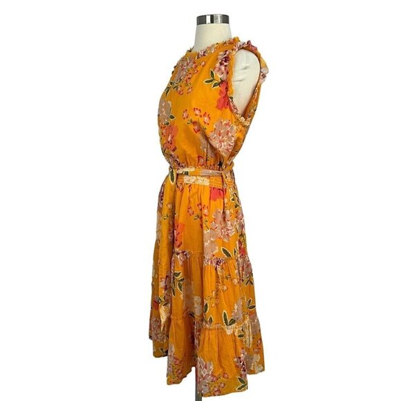 NWT Roller Rabbit Size Large Semara Naoki Dress Orange Floral Summer Belted - Picture 7 of 12